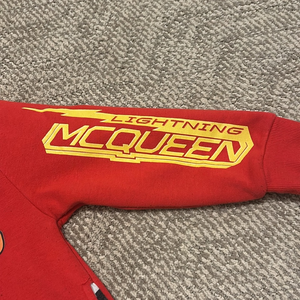 Disney Pixar Cars lightning McQueen zip up sweatshirt size 5/6 red - Picture 5 of 7